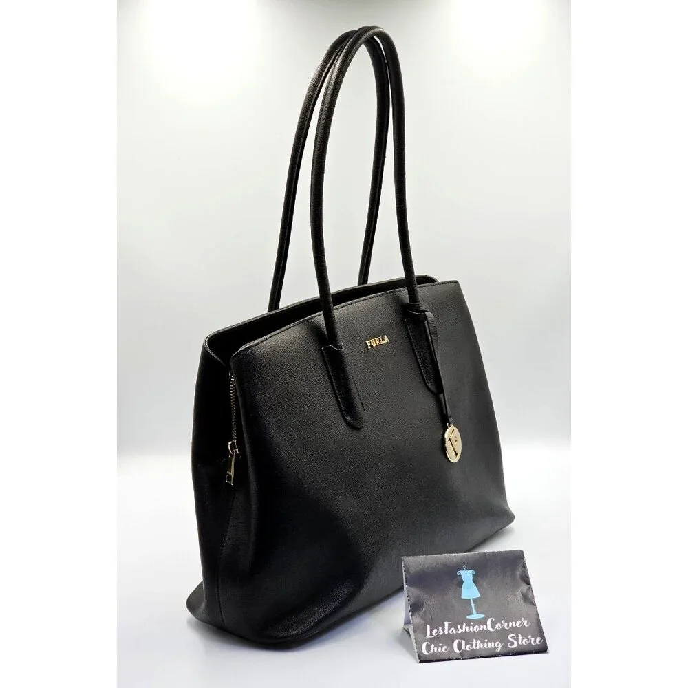 Furla Women's Black Saffiano Leather  Tessa Tote  Shoulder Bag Size Large 2712 - Picture 7 of 16